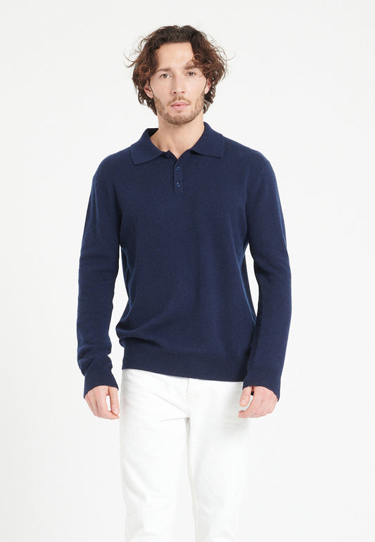 Polo cachemire bleu marine homme - LUKE 5