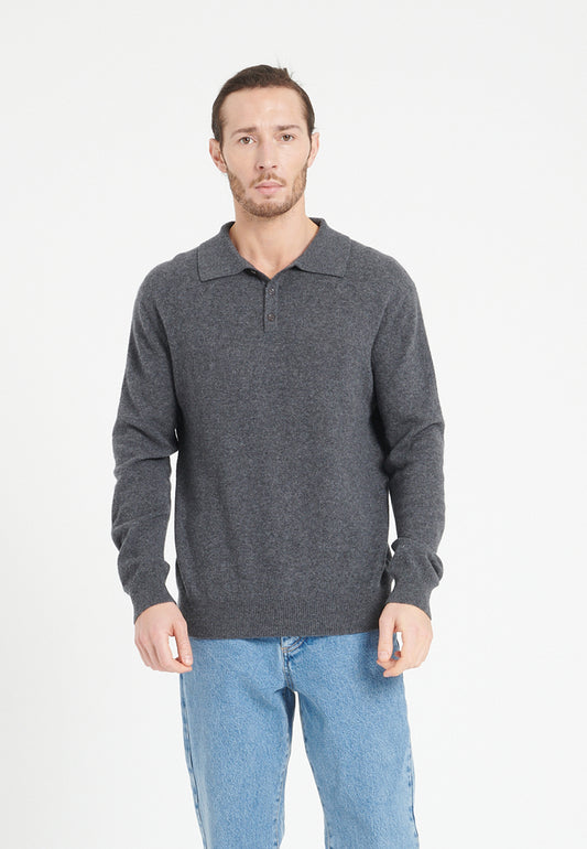 Polo cachemire gris anthracite homme - LUKE 5