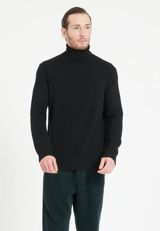 Pull col roulé cachemire 4 fils noir homme - LUKE 15