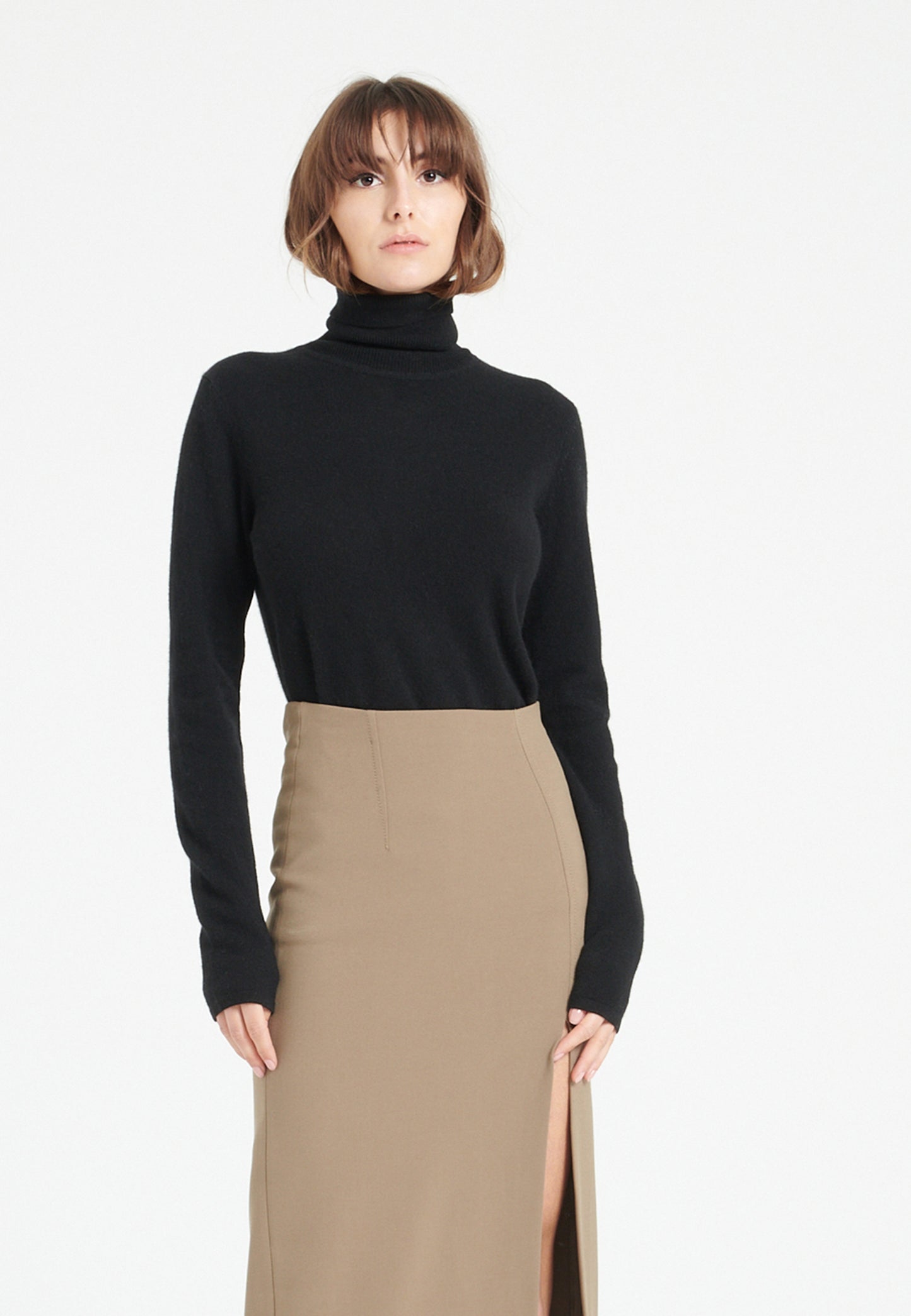 Women's black cashmere turtleneck sweater - LILLY 3