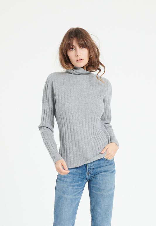 Pull col roulé cachemire gris clair femme - LILLY 15