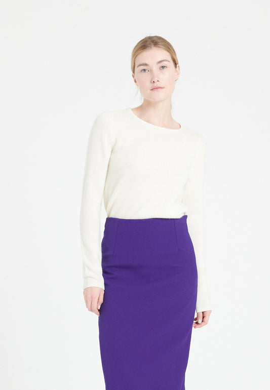 Damenpullover aus 4-fädigem Kaschmir in Ecru mit U-Boot-Ausschnitt - LILLY 18