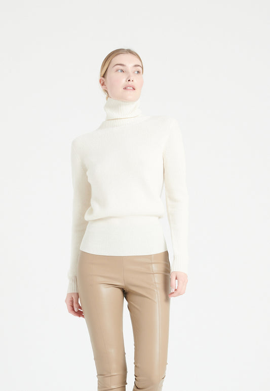Pull col roulé cachemire écru femme - LILLY 21