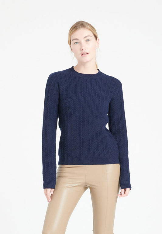 Pull col rond cachemire 4 fils bleu marine femme - LILLY 29