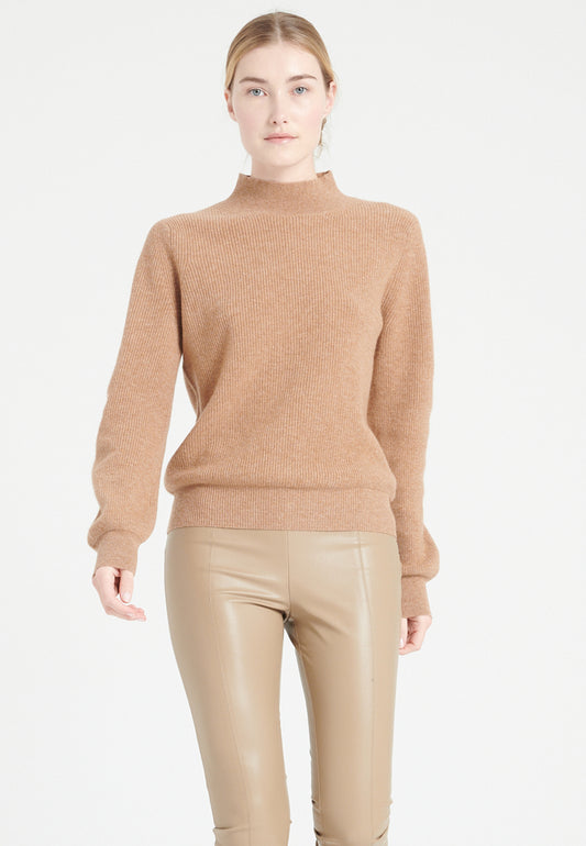 Pull col montant cachemire camel femme - MIA 1