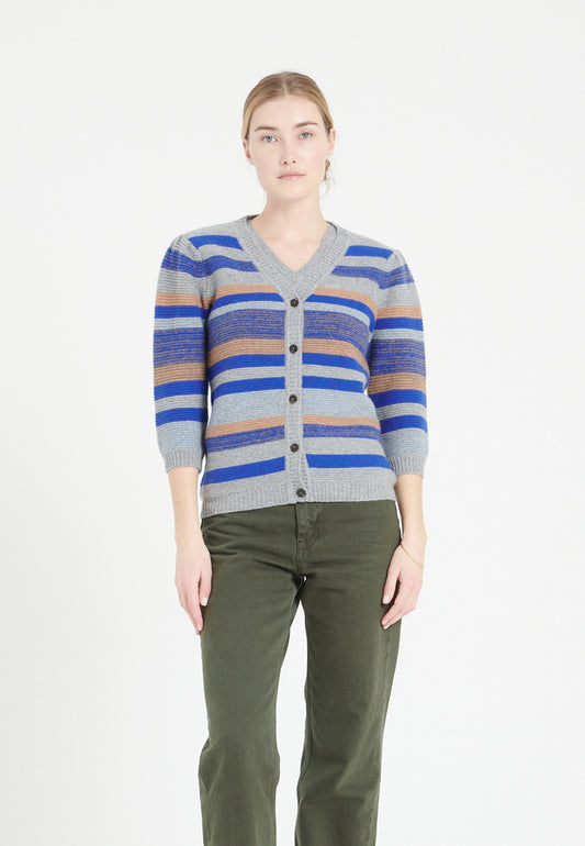 Cardigan col V cachemire 6 fils multicolore femme - MIA 11