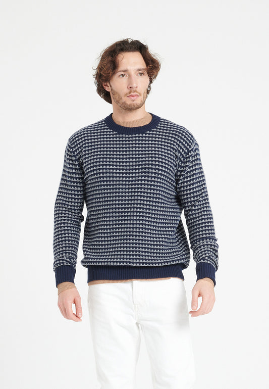 Pull col rond cachemire 4 fils bleu marine homme - ZACH 3