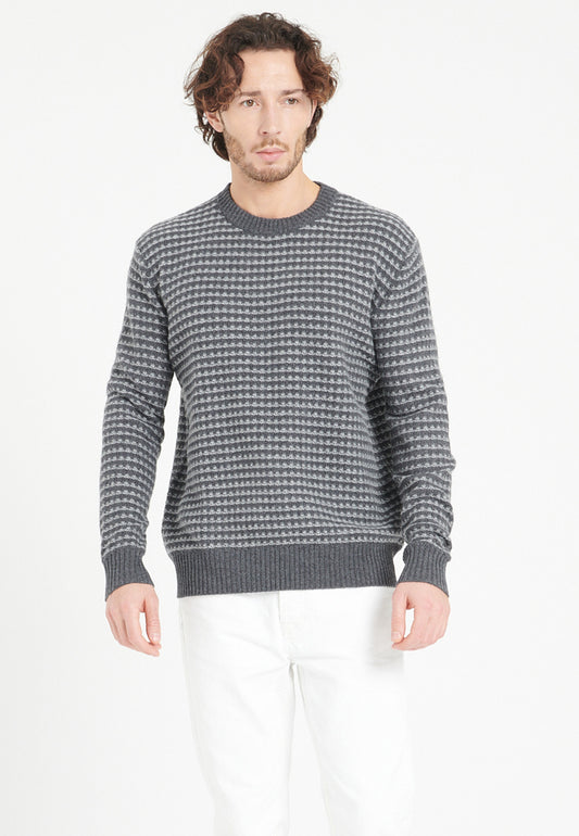 Pull col rond cachemire 4 fils gris anthracite homme - ZACH 3