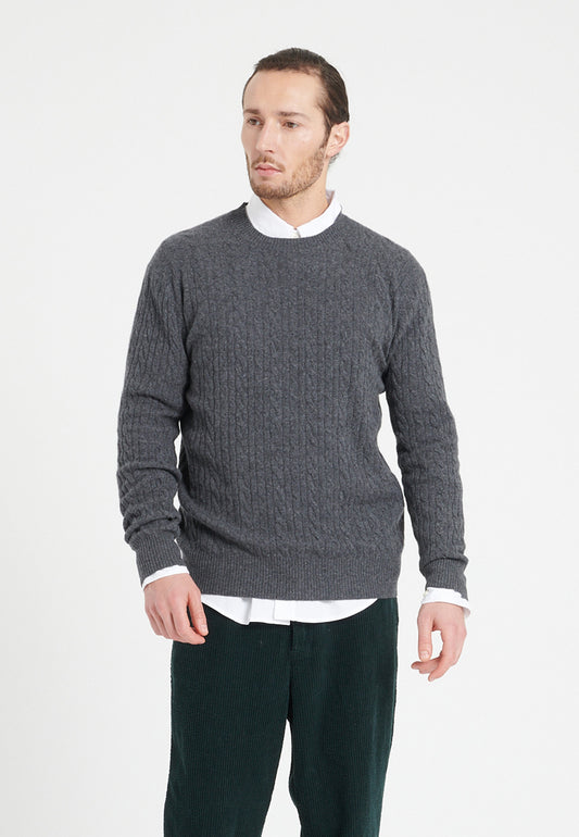 Pull col rond cachemire gris anthracite homme - ZACH 5