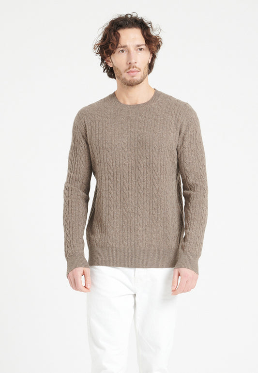 Pull col rond cachemire taupe homme - ZACH 5