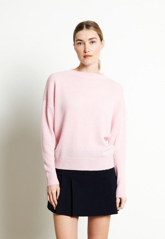 RIA 2 Pull col rond oversize en cachemire rose baby