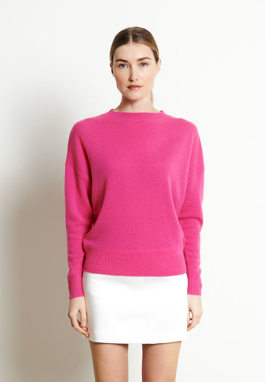 RIA 2 Pull col rond oversize en cachemire rose indien