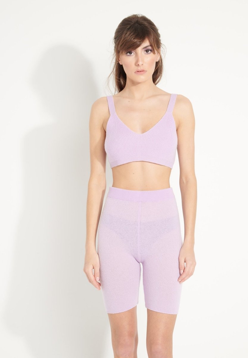 AVA 16 Short cycliste en cachemire déjaugé lilas - Studio cashmere8