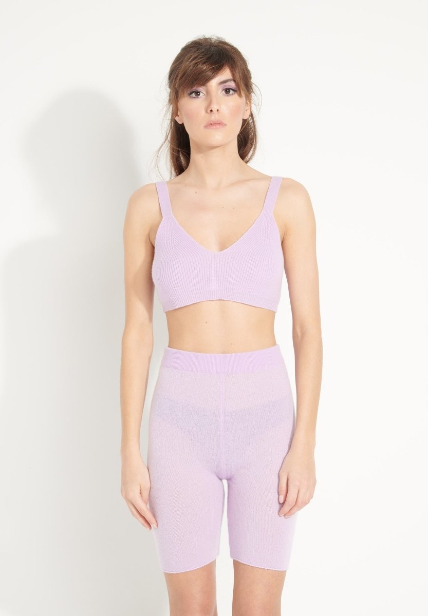 AVA 16 Short cycliste en cachemire déjaugé lilas - Studio cashmere8