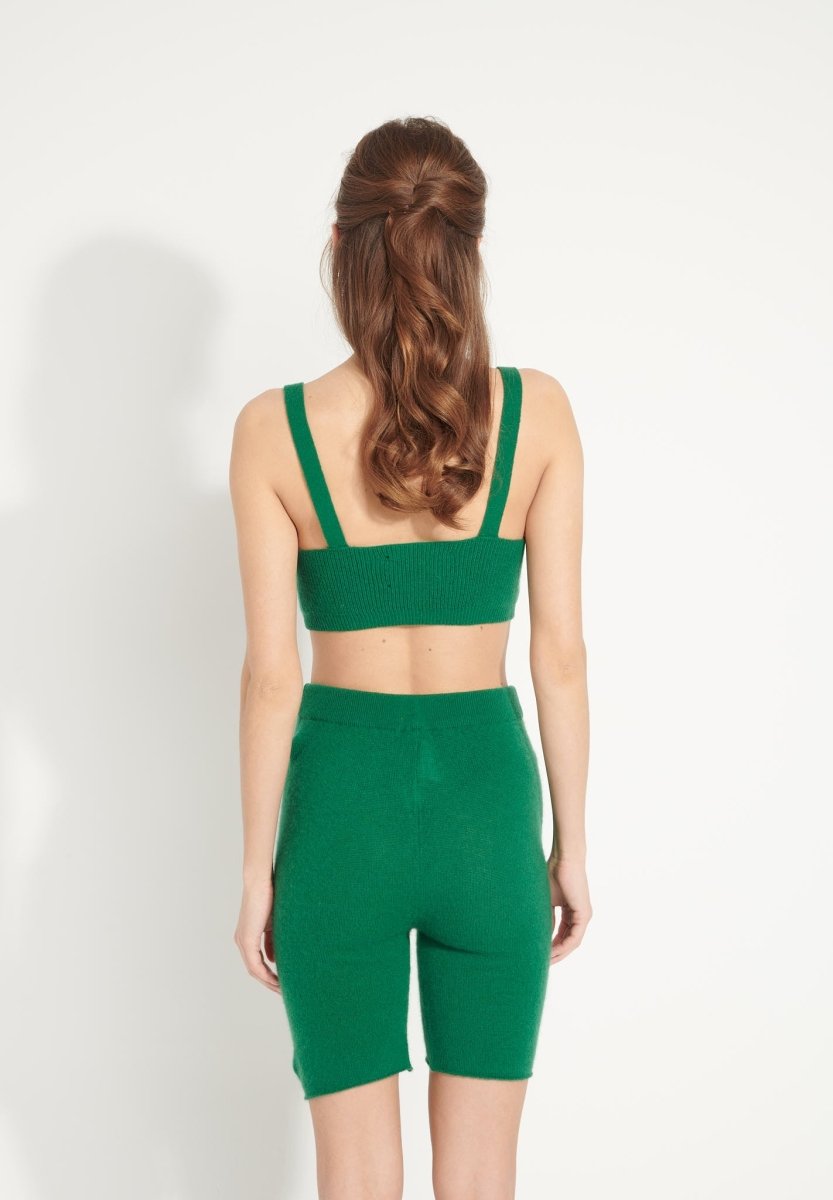 AVA 16 Short cycliste en cachemire déjaugé vert émeraude - Studio cashmere8