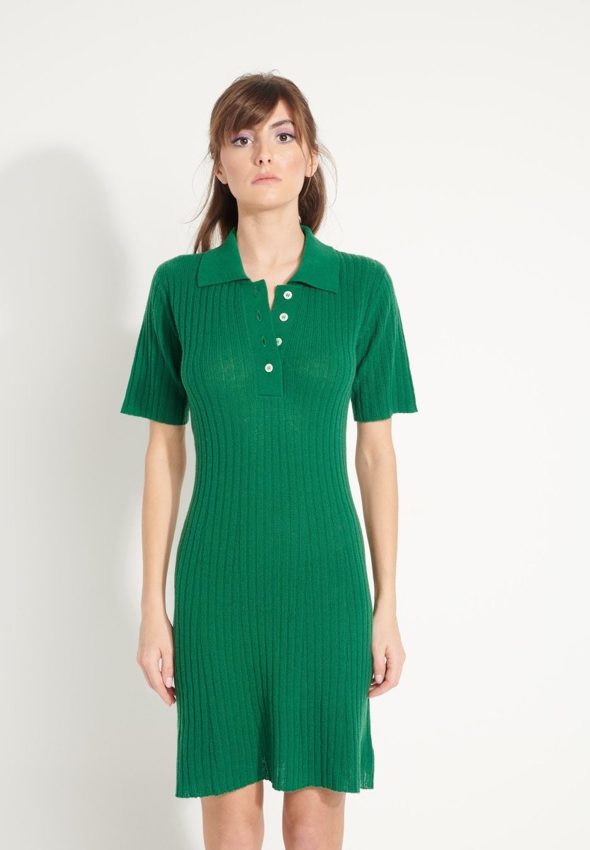 Women's Emerald Green Cashmere Polo Neck Dress - AVA 17 Studio cashmere8 Women's Emerald Green Cashmere Polo Neck Dress - AVA 17 Studio cashmere8