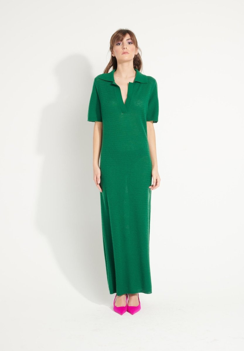 Women's long emerald green cashmere polo neck dress - AVA 18 Studio cashmere8 Women's long emerald green cashmere polo neck dress - AVA 18 Studio cashmere8