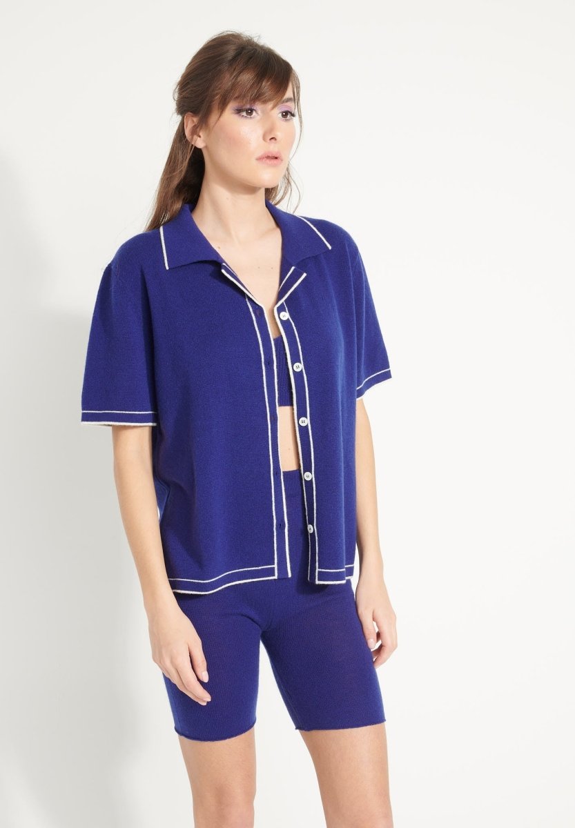 AVA 2 Chemisier en cachemire déjaugé oversize bleu nuit - Studio cashmere8