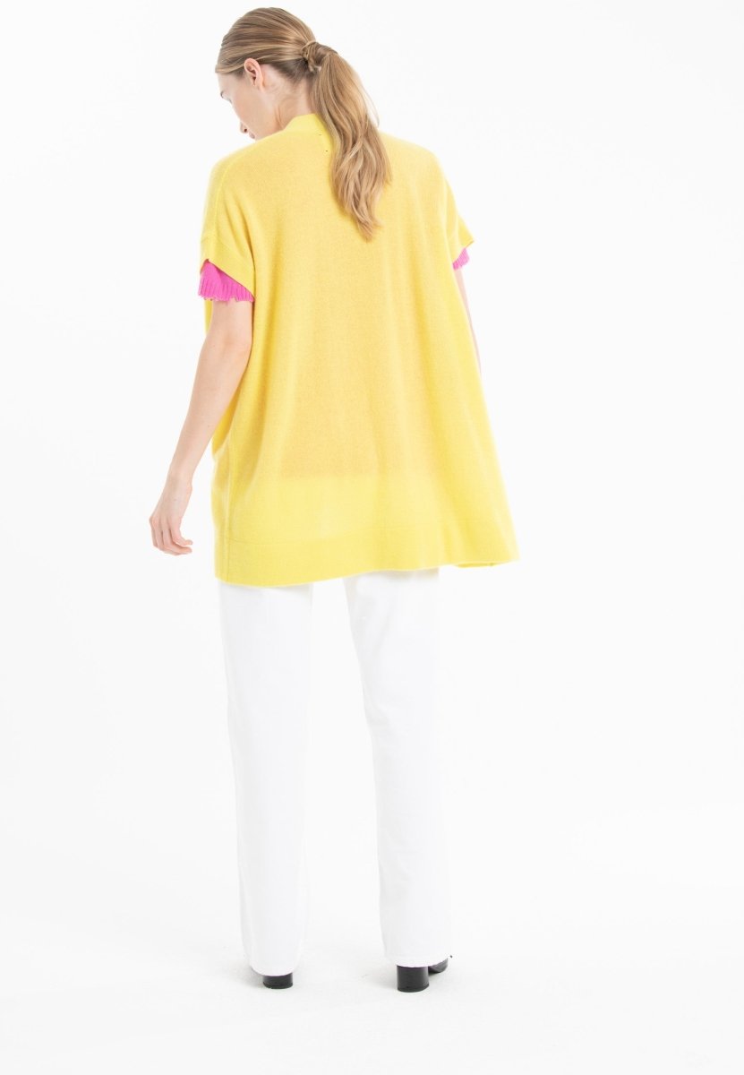 Gilet à manches courtes cachemire jaune fluo femme - RIA 4 - Studio cashmere8