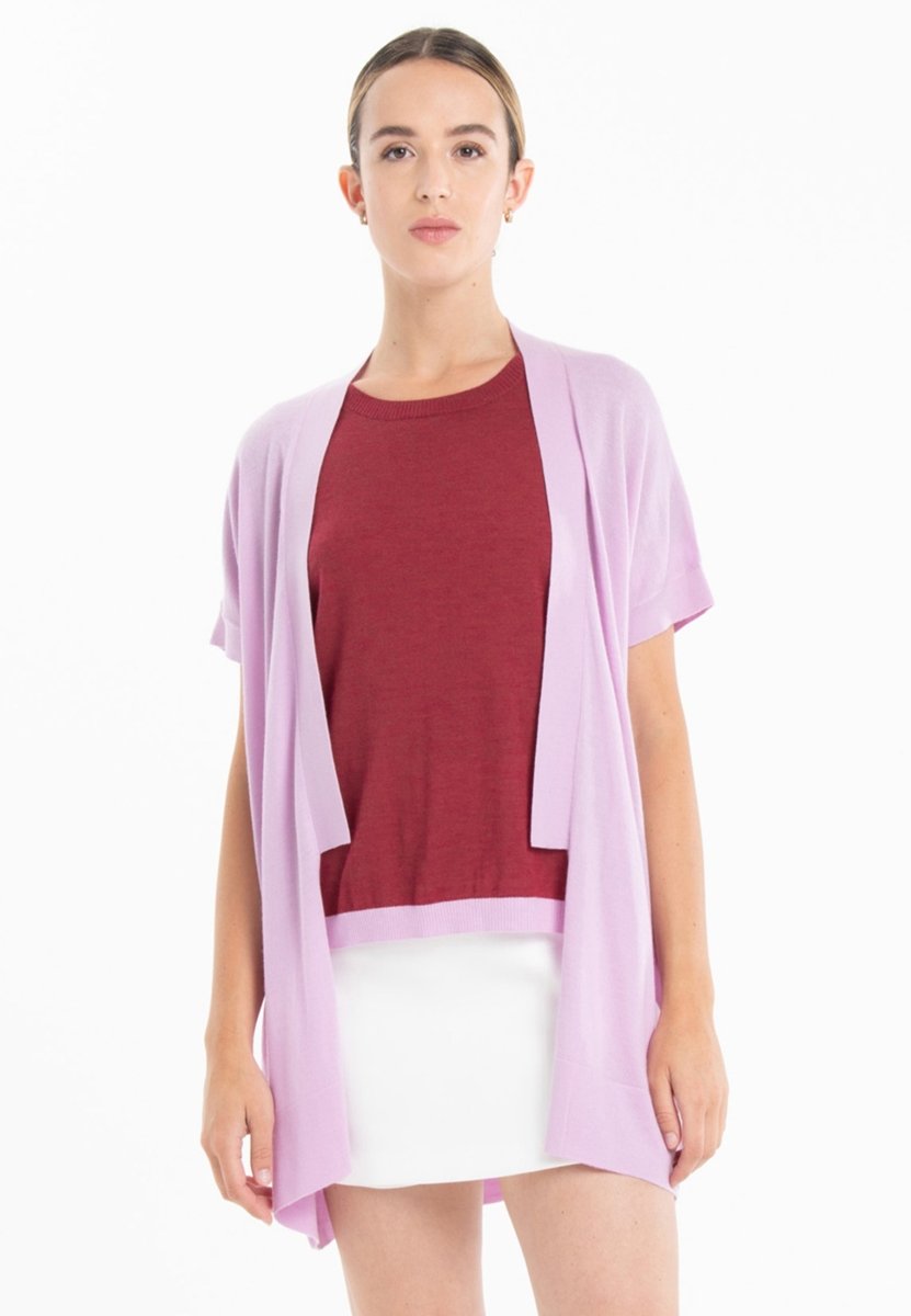 Gilet à manches courtes ultrafin cachemire et laine lavande femme - KELLY 5 - Studio cashmere8