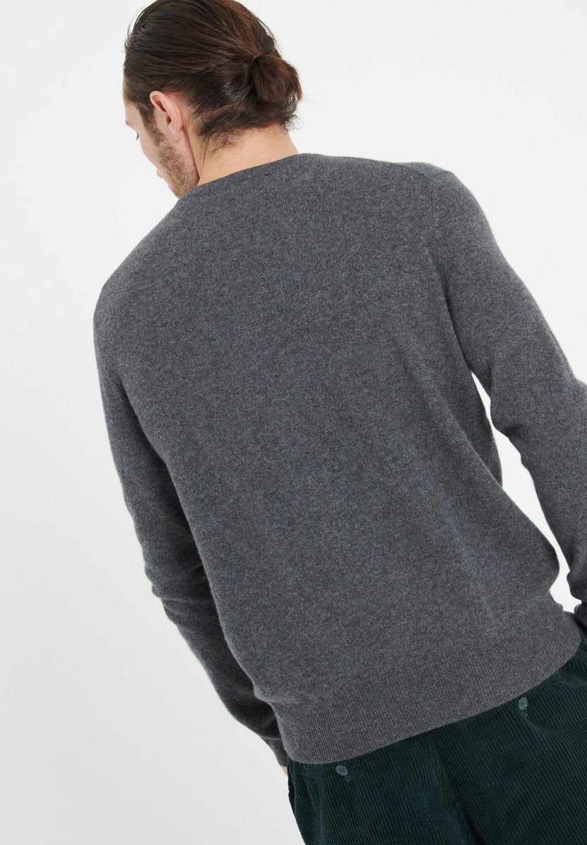 LUKE 2 Pull col rond en cachemire gris anthracite - Studio cashmere8