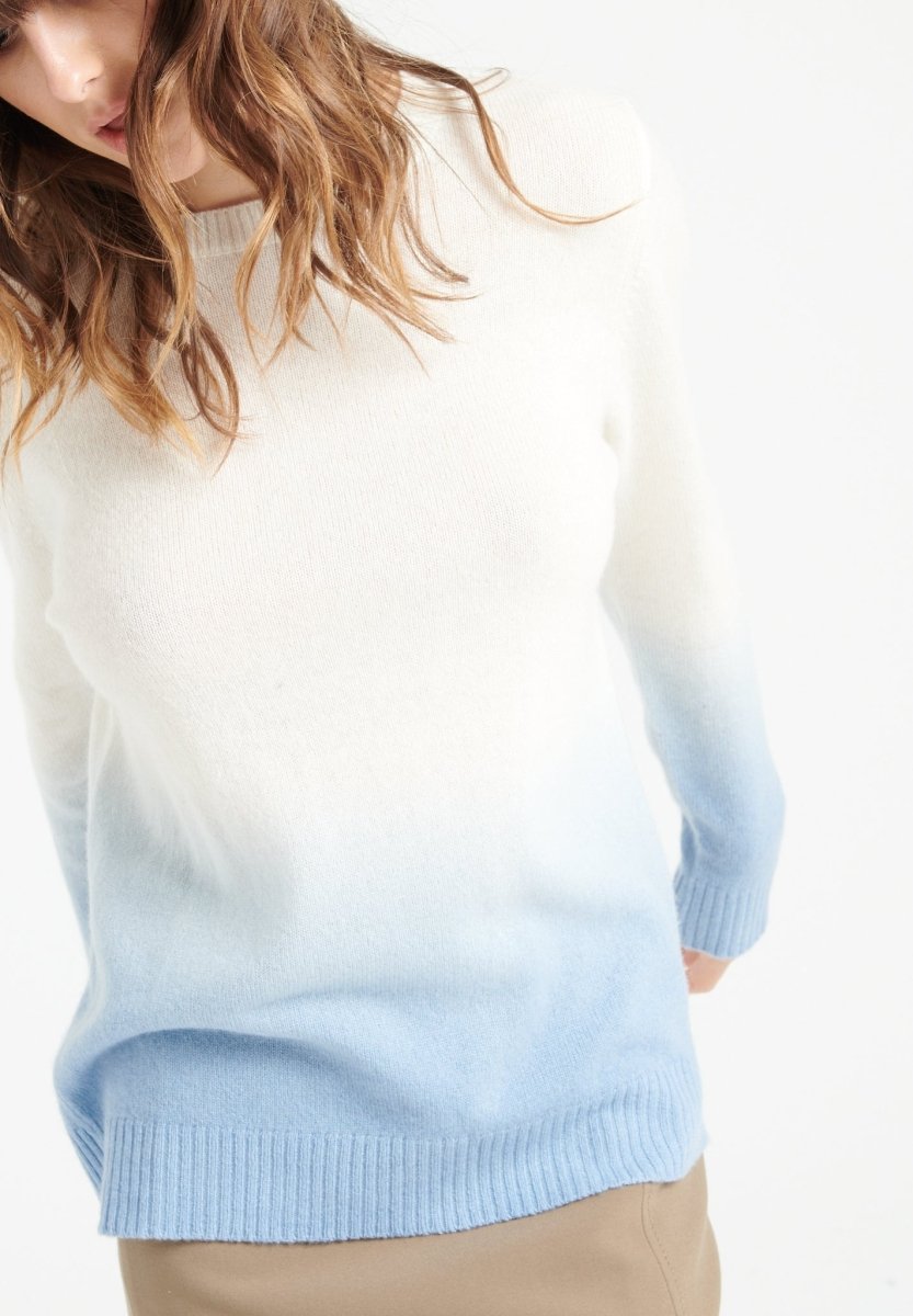MIA 8 Pull col rond en cachemire à motif tie & dye bi couleur - Studio cashmere8