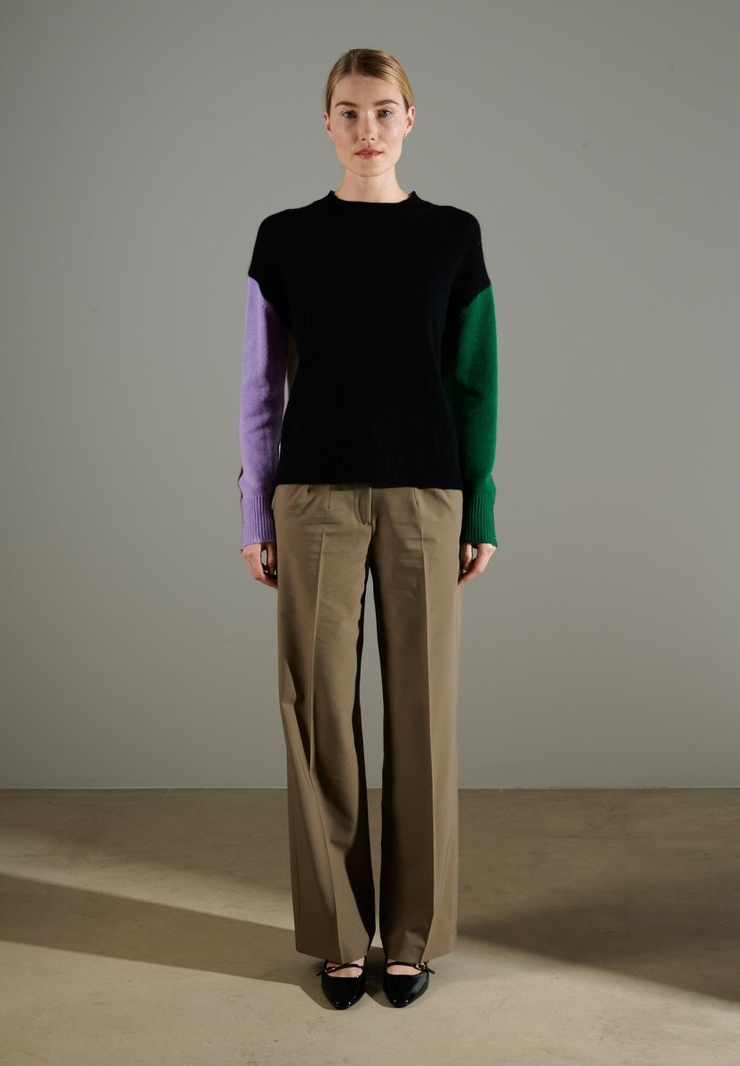 NAMI 3 Pull col rond color block 4 fils en cachemire multicouleur - Studio cashmere8