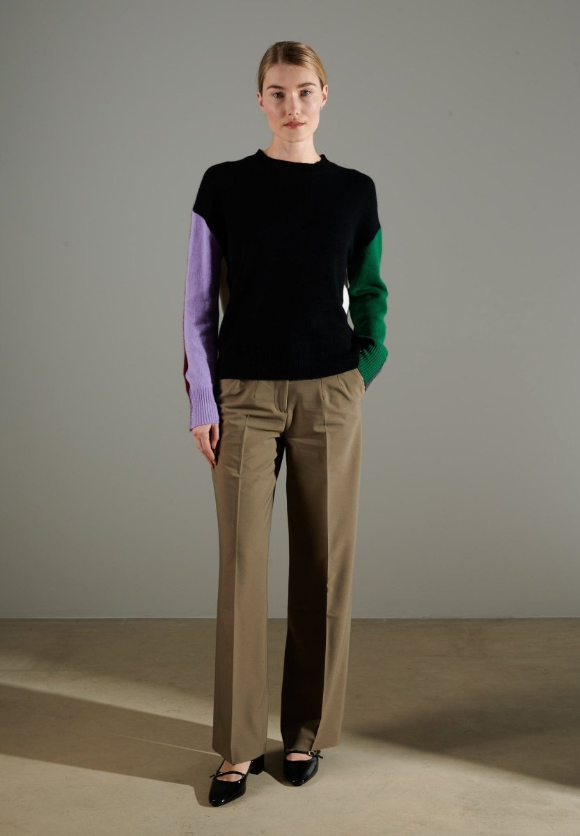 NAMI 3 Pull col rond color block 4 fils en cachemire multicouleur - Studio cashmere8