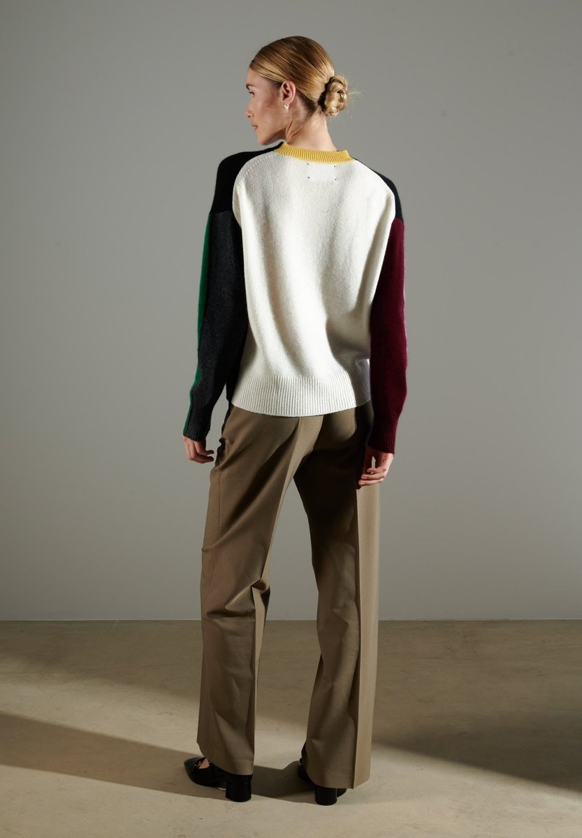 NAMI 3 Pull col rond color block 4 fils en cachemire multicouleur - Studio cashmere8