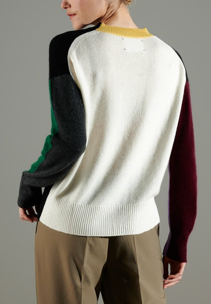 NAMI 3 Pull col rond color block 4 fils en cachemire multicouleur - Studio cashmere8