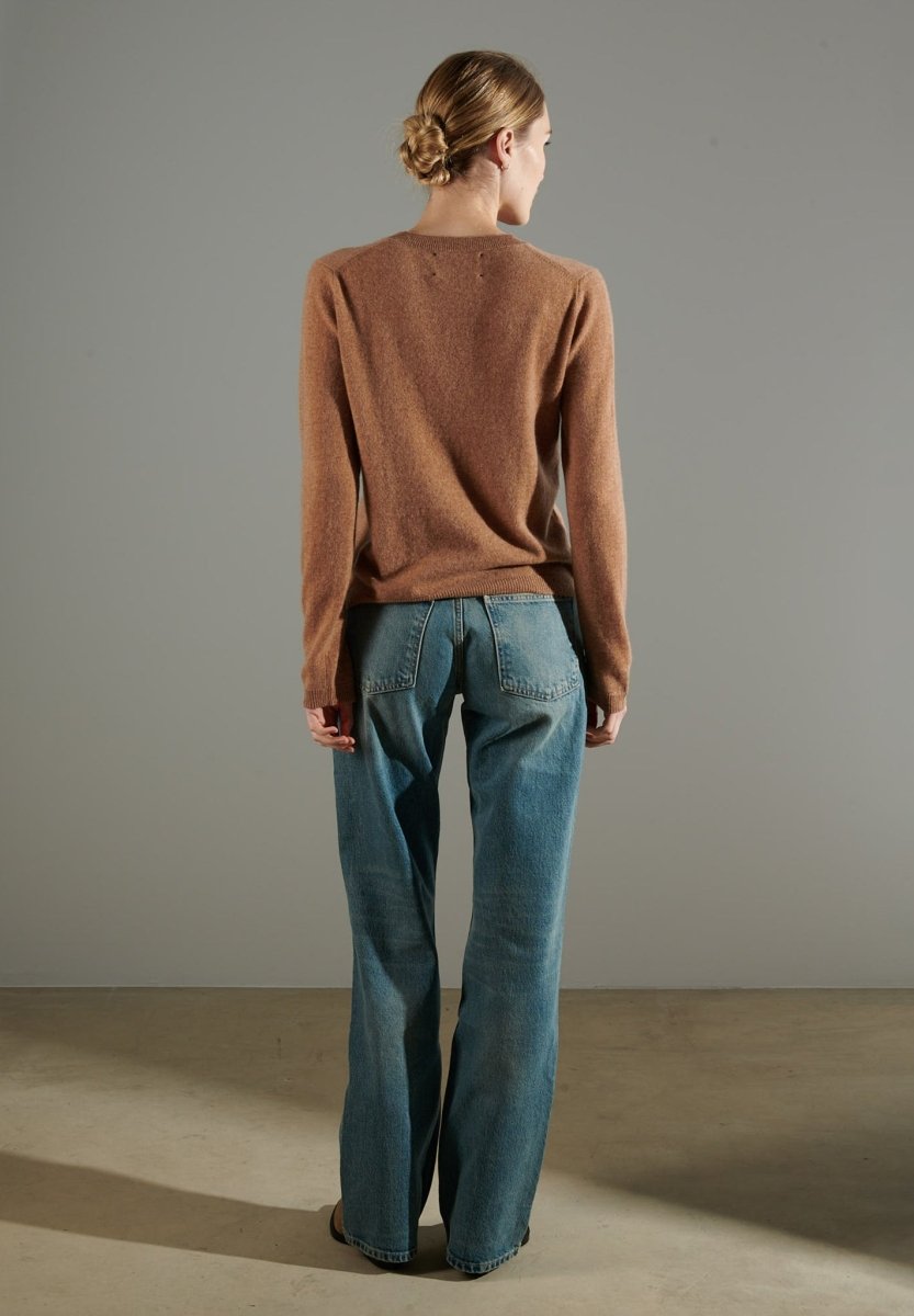 NAMI 4 Pull col rond en cachemire camel - Studio cashmere8