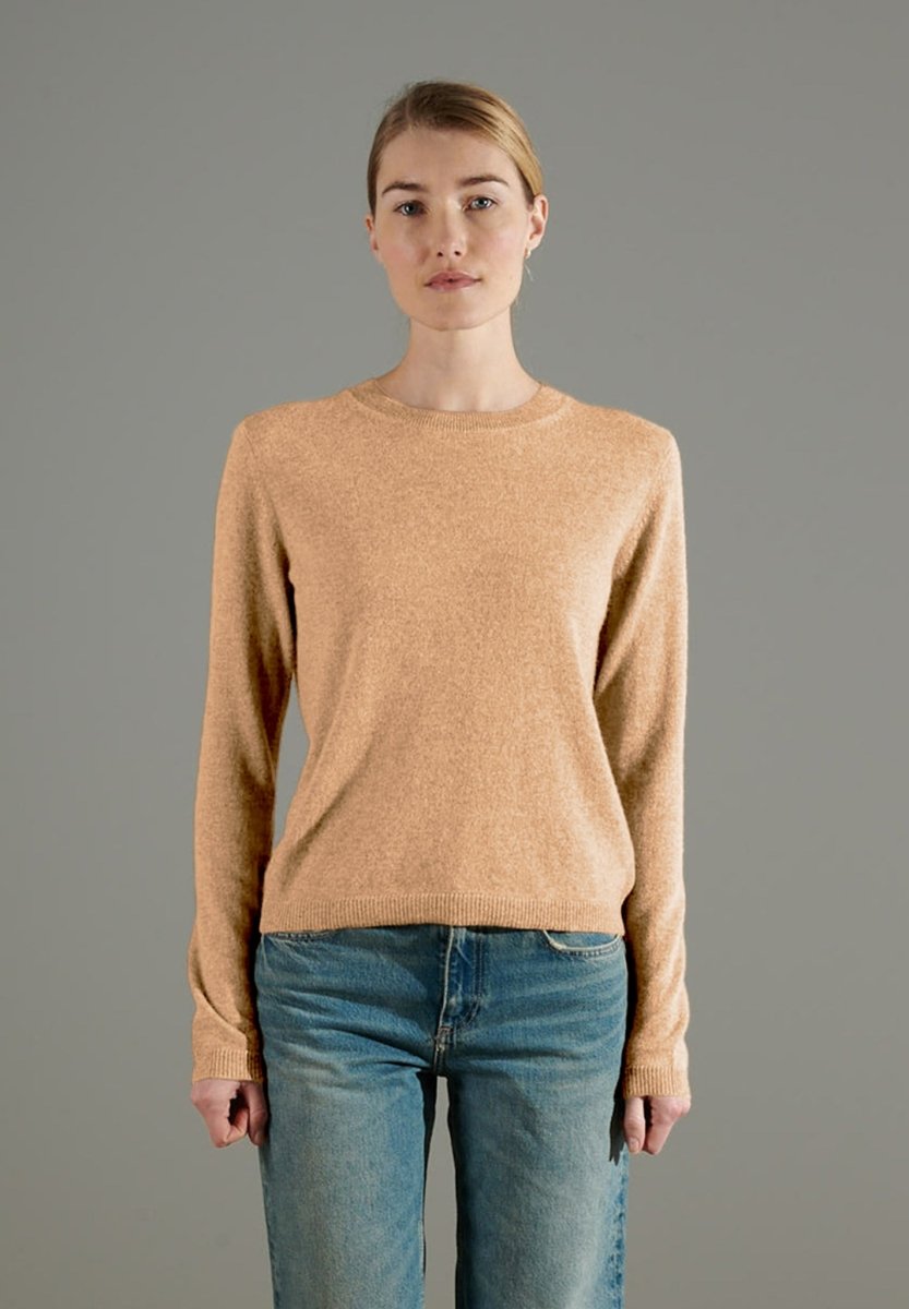 Pull col rond cachemire camel clair femme NAMI – Studio cashmere8