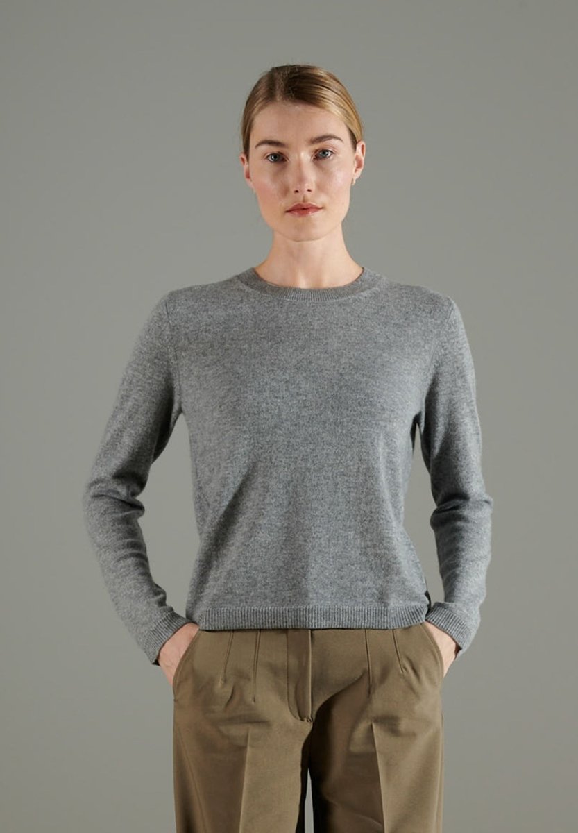 Pure Laine Pull Gris Femme Col Rond Pull Col Rond Cachemire Gris