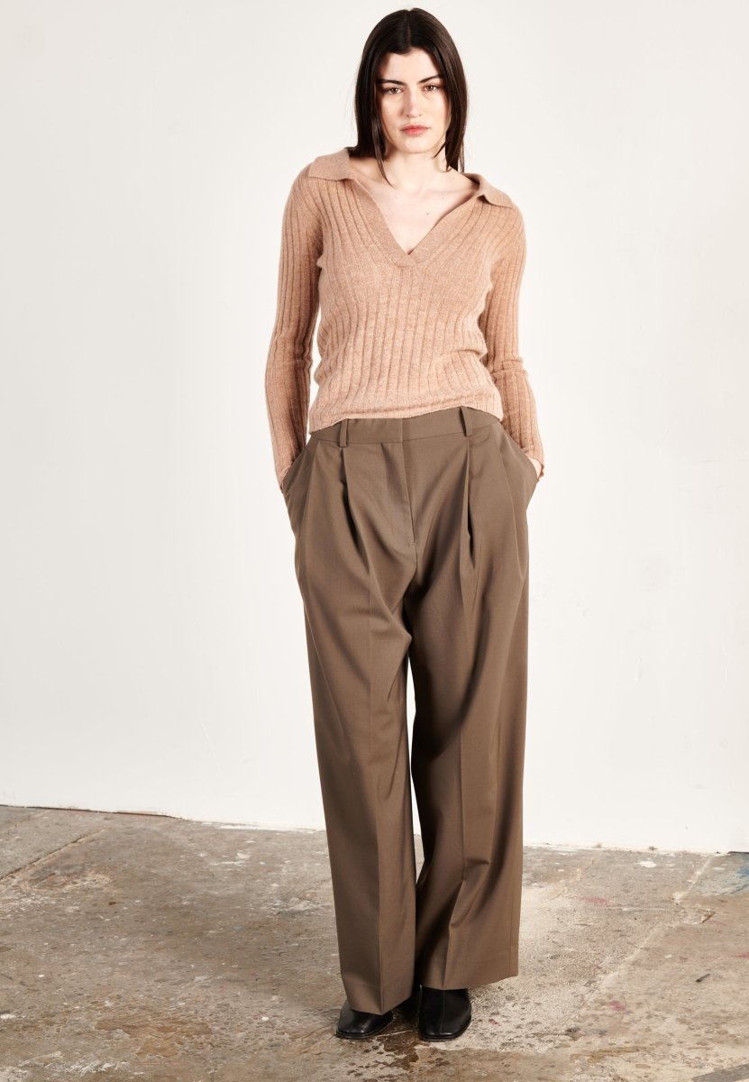 Polo manches longues cachemire camel femme - HANA 11 - Studio cashmere8