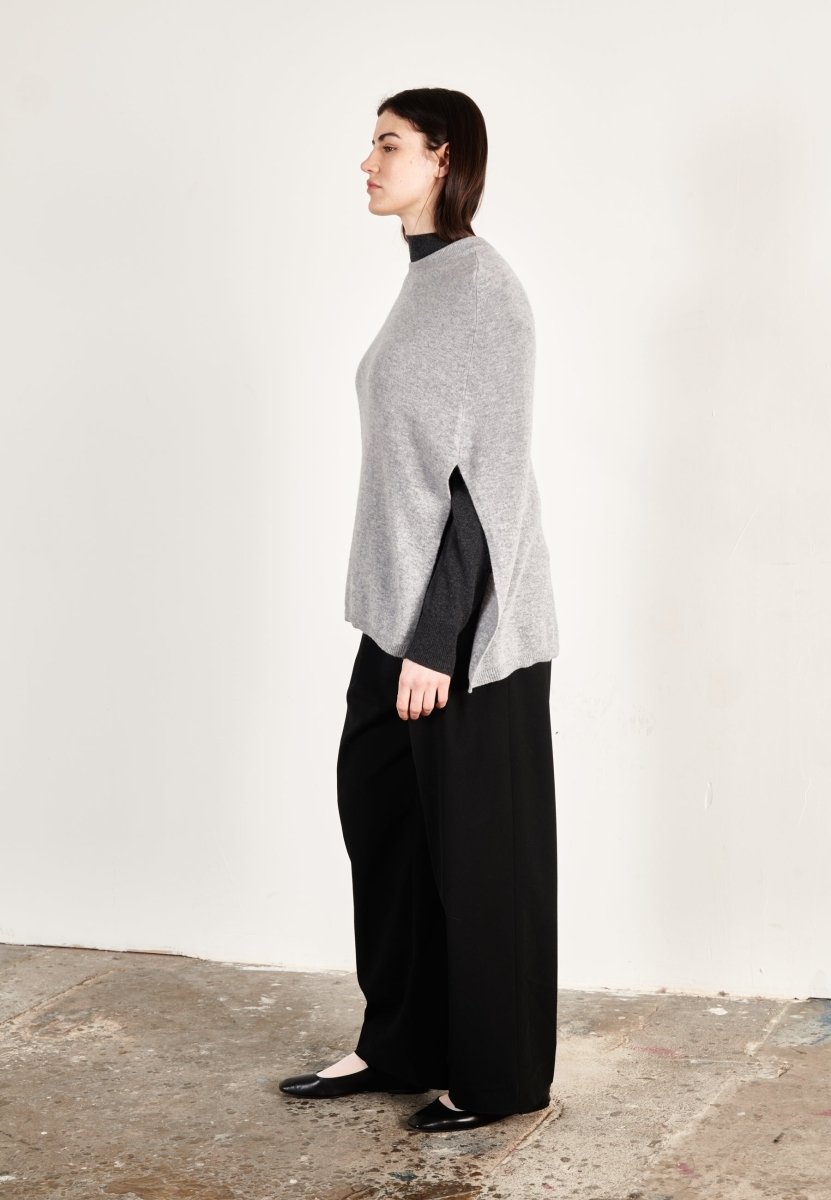Poncho cachemire gris clair femme - HANA 15 - Studio cashmere8