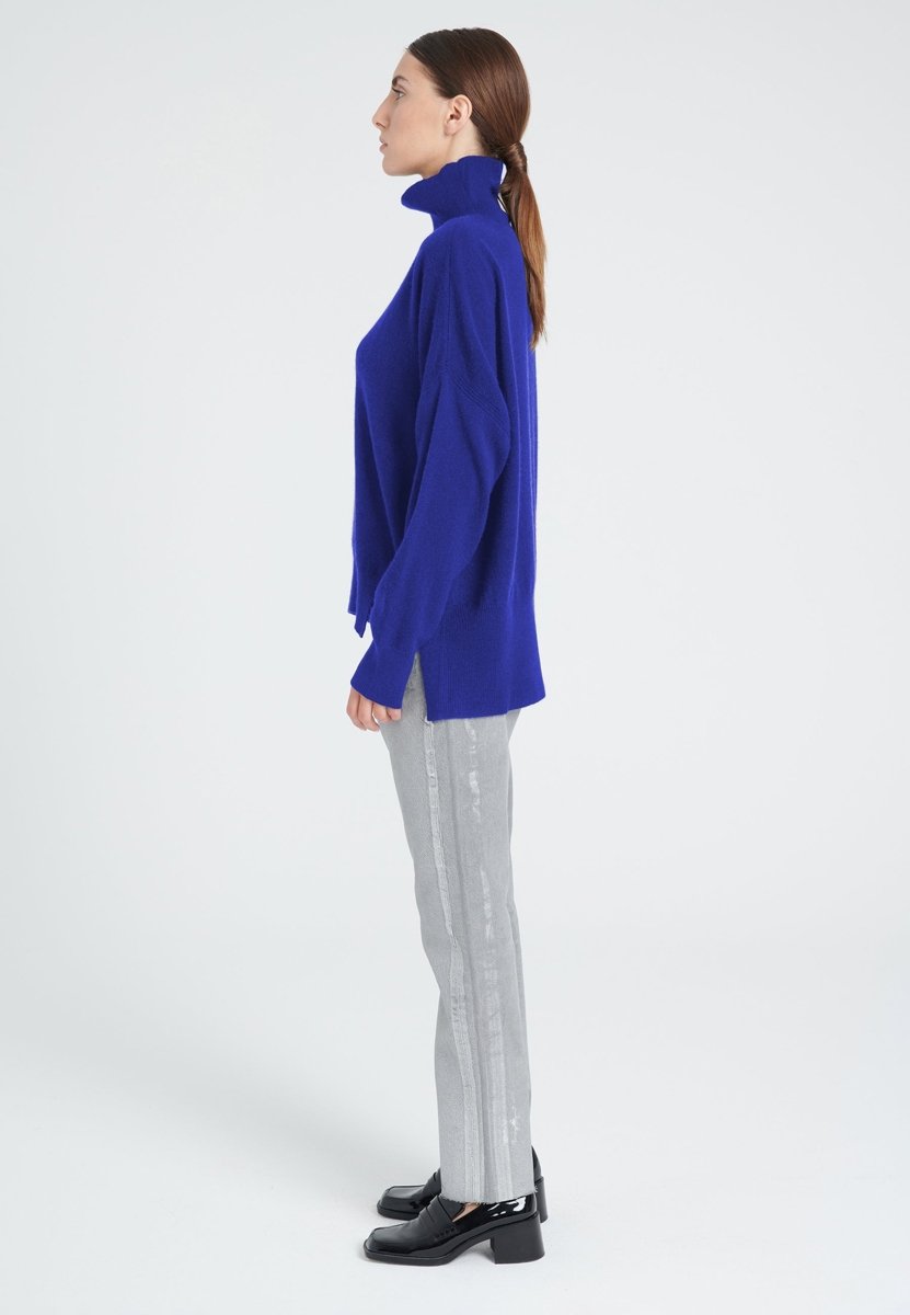 Pull col montant cachemire bleu pétrole femme - ZAYA 13 - Studio cashmere8
