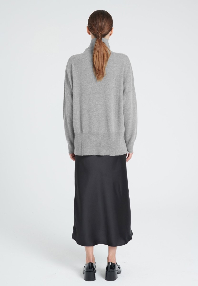 Pull col montant cachemire gris clair femme - ZAYA 13 - Studio cashmere8