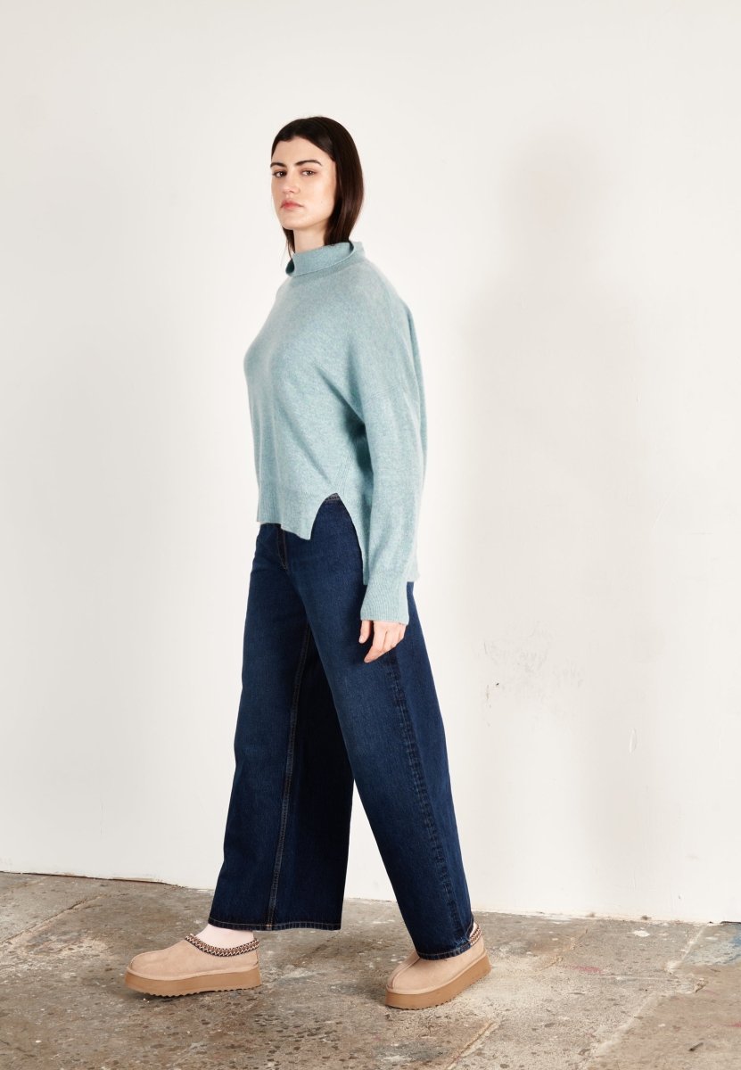Pull col montant cachemire vert d'eau femme - ZAYA 13 - Studio cashmere8