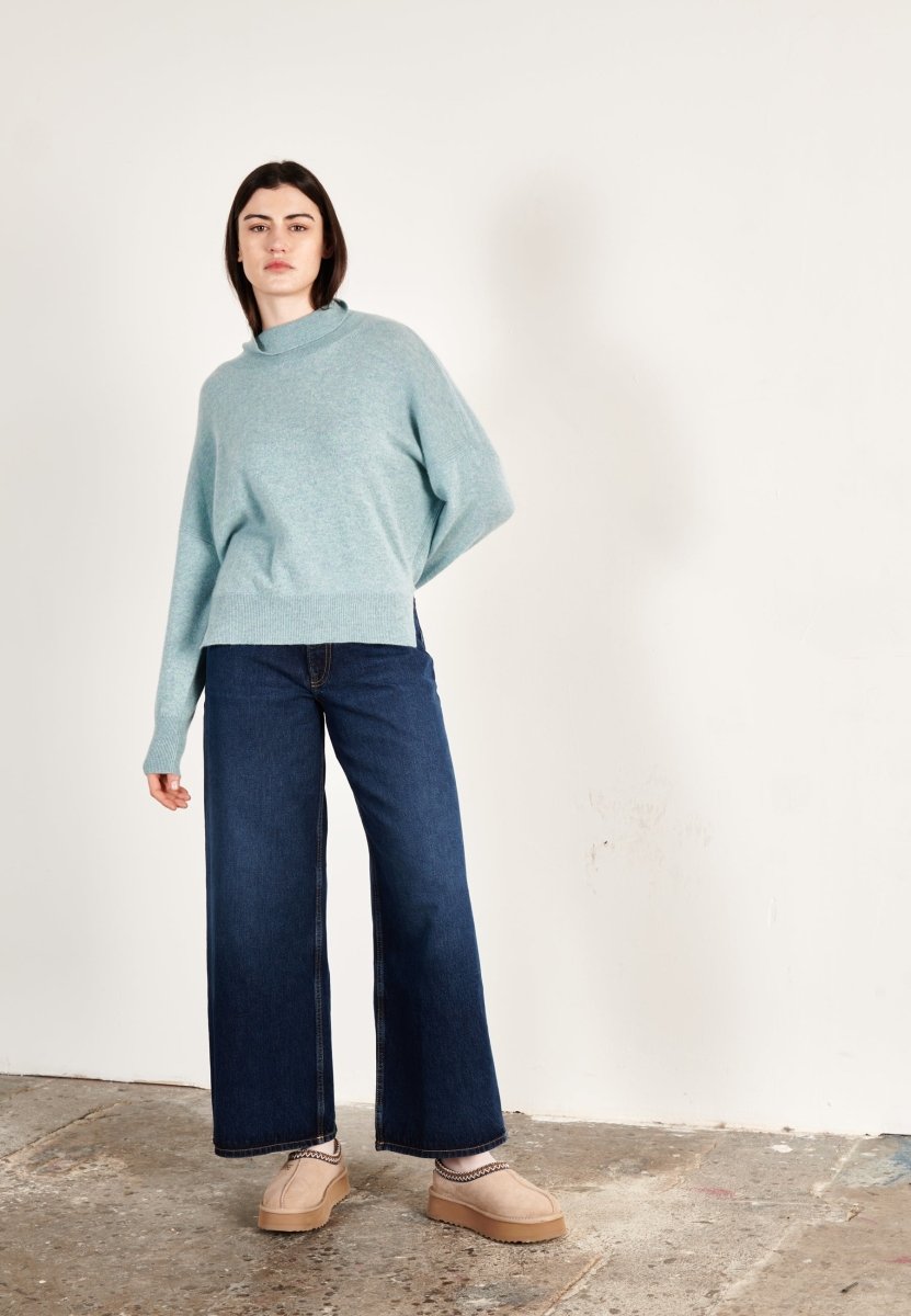 Pull col montant cachemire vert d'eau femme - ZAYA 13 - Studio cashmere8