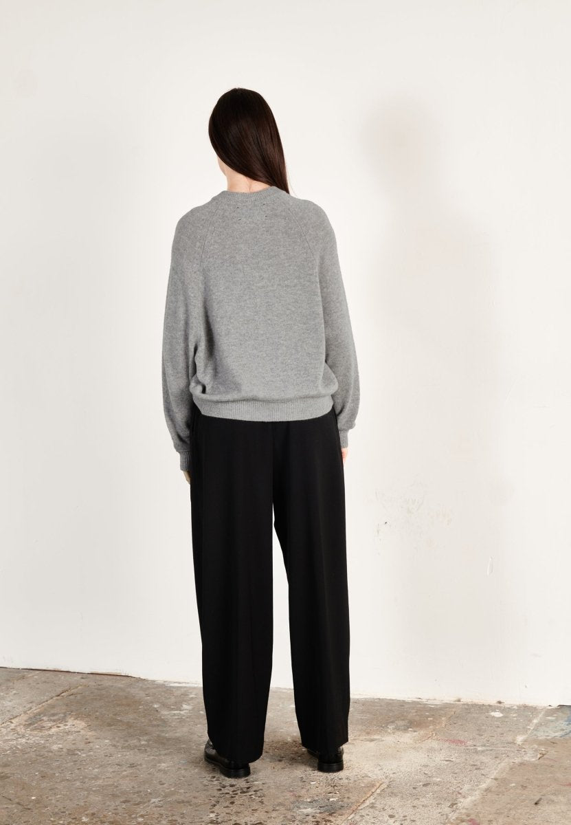 Pull col rond cachemire 4 fils gris souris femme - HANA 6 - Studio cashmere8