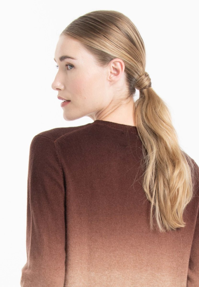Pull col rond cachemire camel tie & dye marron femme - ZAYA 9 - Studio cashmere8