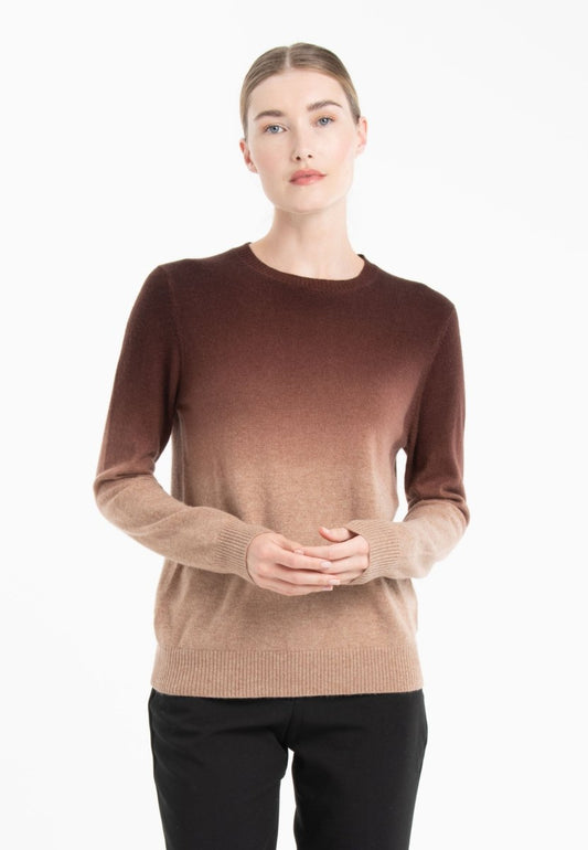 Pull col rond cachemire camel tie & dye marron femme - ZAYA 9 - Studio cashmere8
