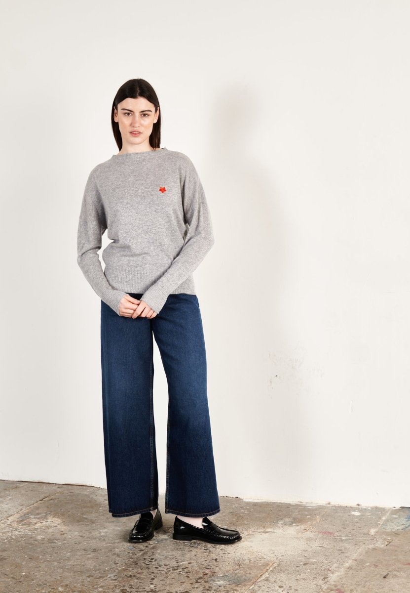 Pull col rond cachemire gris clair femme - HANA 2 - Studio cashmere8