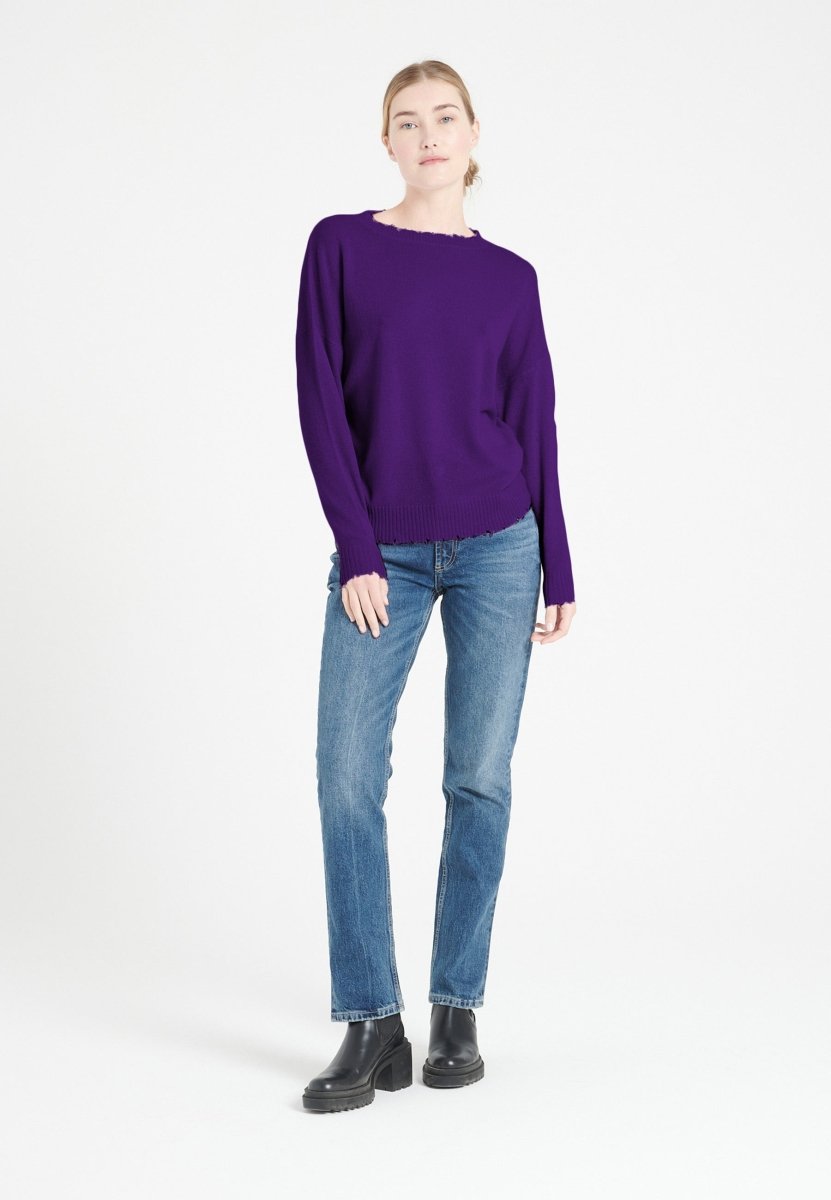 Pull col rond cachemire violet femme - MIA 17 - Studio cashmere8