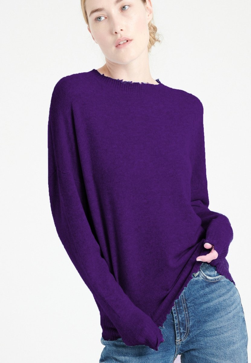 Pull col rond cachemire violet femme - MIA 17 - Studio cashmere8