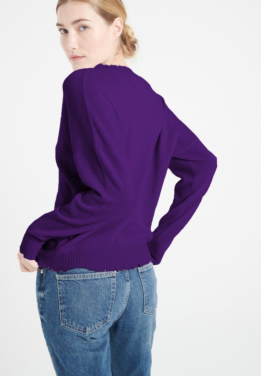 Pull col rond cachemire violet femme - MIA 17 - Studio cashmere8