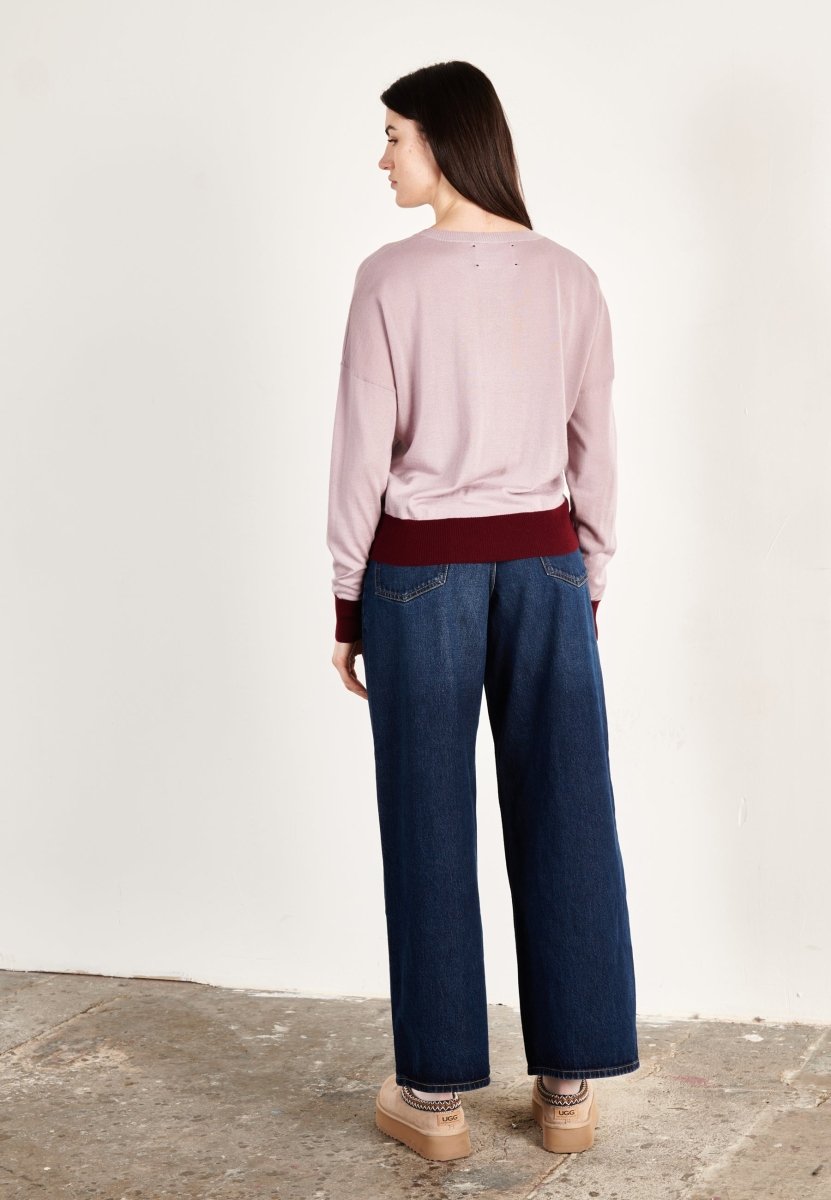Pull col rond oversize ultrafin cachemire et laine violet/rouge bordeaux femme - KELLY 3 - Studio cashmere8