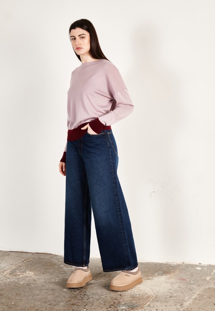 Pull col rond oversize ultrafin cachemire et laine violet/rouge bordeaux femme - KELLY 3 - Studio cashmere8