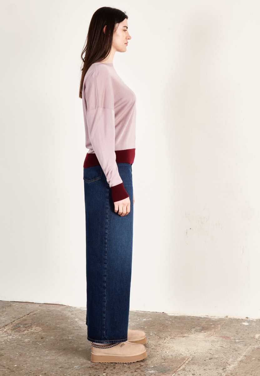 Pull col rond oversize ultrafin cachemire et laine violet/rouge bordeaux femme - KELLY 3 - Studio cashmere8