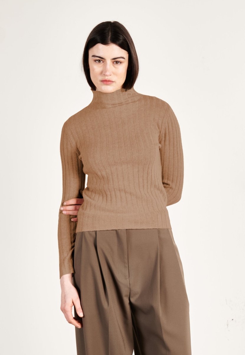 Pull col roulé cachemire camel femme - HANA 13 - Studio cashmere8